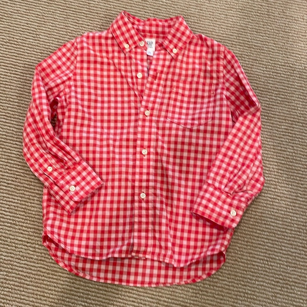 Gap XS (4/5) Pink Checkered Button Down